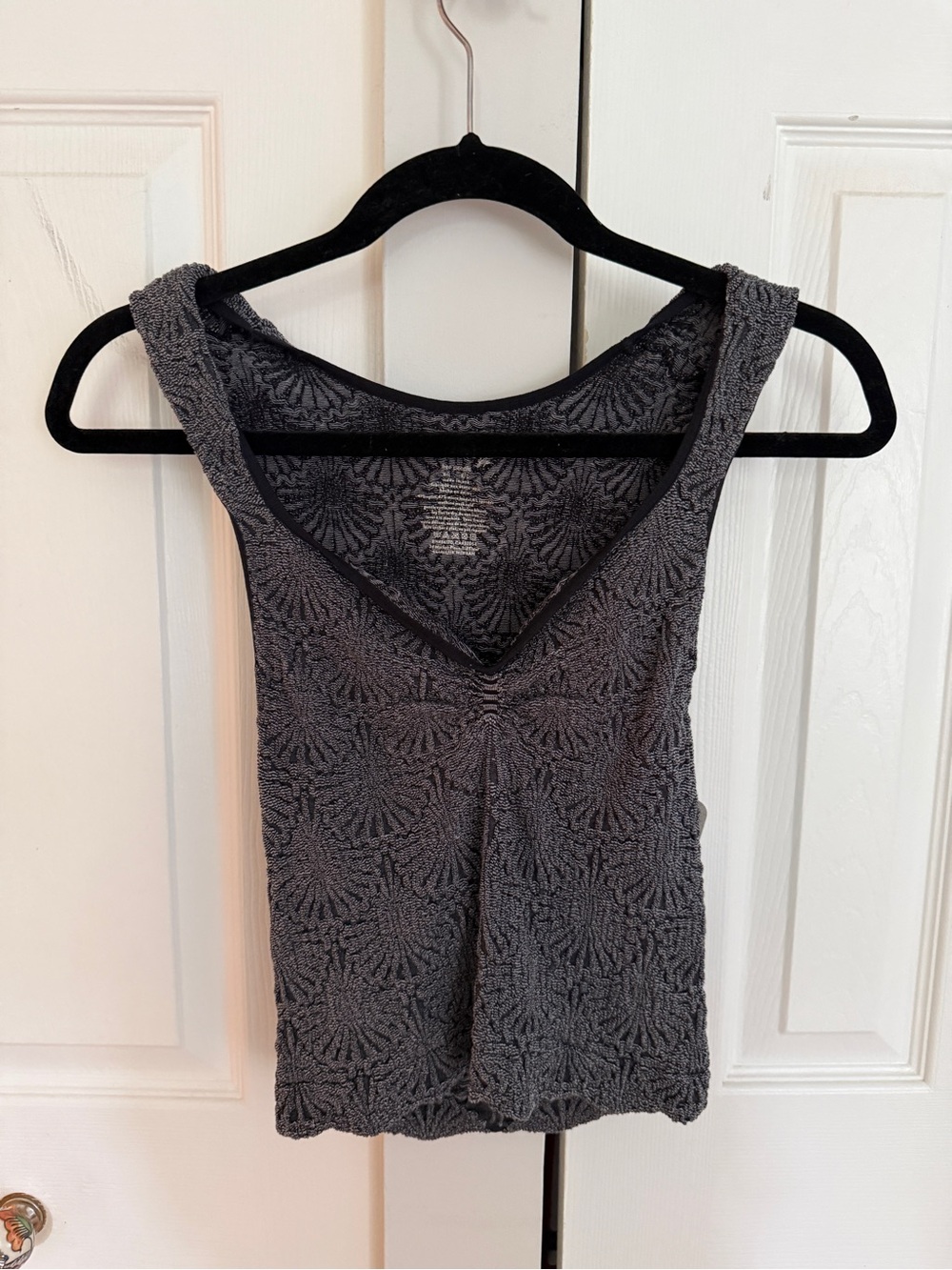 Free People Charcoal Crochet V-Neck Tank Top